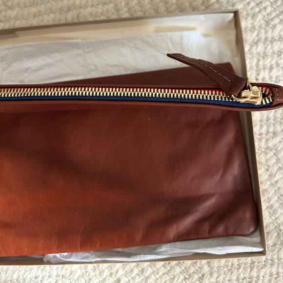 Clare Vivier leather foldover zipper clutch in dark brown - Picture 3 of 8